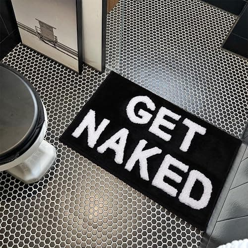 KOEXM Get Naked Bath Mat Cute Bathroom Rugs 16" x 24" Non Slip Absorbent Black Bath Rug for Bathroom Floor and Shower Funny Decor for Apartment, Machine Washable thumbnail 7
