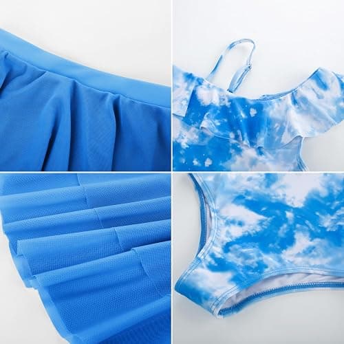 GRACE KARIN Girls One Piece Swimsuit Set Swimming Costume Quick Dry Bathing Suits with Mesh Skirt for Summer Beach thumbnail 4
