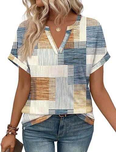 WIHOLL Womens Blouses Spring Tops Short Sleeve Shirts Dressy Casual Summer Vacation Fashion Clothing 2026 - Image 1