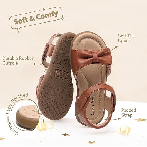 DREAM PAIRS Girls Sandals Fashion Bow Summer Shoes for Toddler/Little Kid thumbnail 5