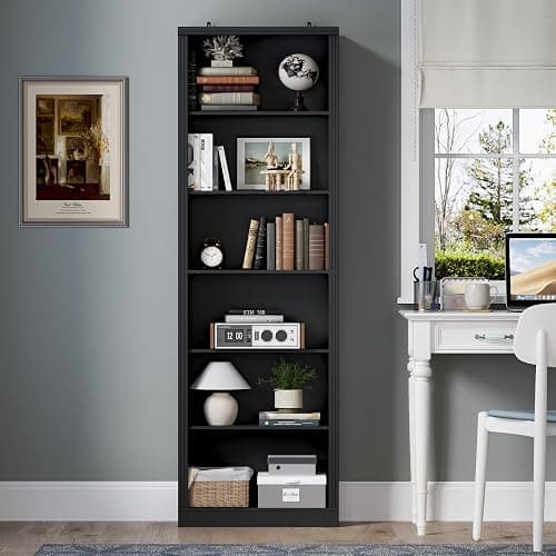 BORNOON 75" Tall Bookshelf, 6-Tier Floor Standing Bookcase with 2 Adjustable Shelves, 24" Wide Open Storage Shelf, Modern Display Organizer for Home Office, Living Room, Bedroom, Study thumbnail 3