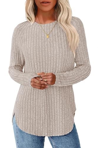 NORACORA Long Sleeve Shirts for Women Crew Neck Tunic Tops Loose Fit Lightweight Pullover Sweaters Trendy 2025 - Image 1