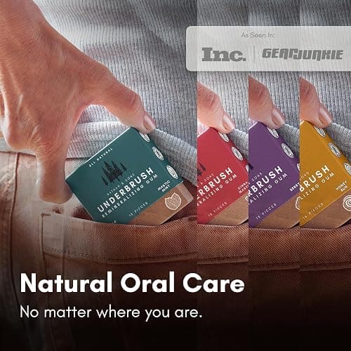 Underbrush Variety Pack Remineralizing Natural Gum, Sugar Free Xylitol Gum with Hydroxyapatite, Supports Fresh Breath and Oral Health, Tree Sap Base, Gluten Free, No Sucralose or Aspartame, 4 Pack thumbnail 6