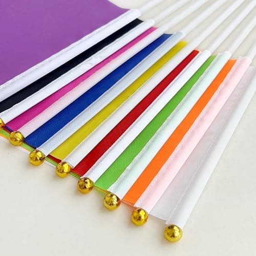 Consummate Lot de 45 petits drapeaux de couleur unie - Noir blanc rouge jaune vert bleu violet orange rose rouge thumbnail 5
