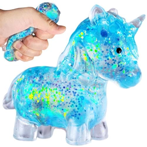 Cute Squishy Unicorn Stress Sugar Balls, Blue Unicorn Squeeze Sugar Ball Squishy Toys for Kids, Stress Relief Animal Squeeze Toys, Birthday Gifts, Classroom Prizes - Image 1