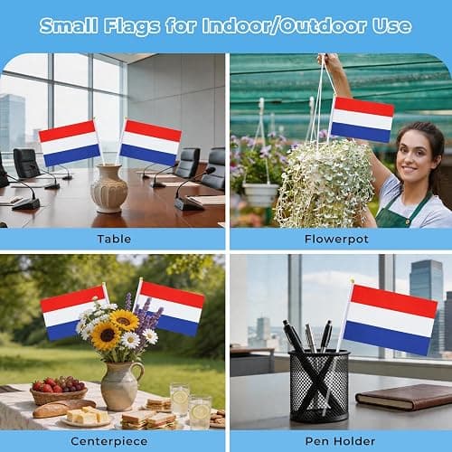 12 Pack Dutch Flags on Stick, 5.5 x 8.2 Inch Small Netherlands Handheld Flags for Parade Handouts, Cultural Events, National Day, School Activities and Celebrations thumbnail 5