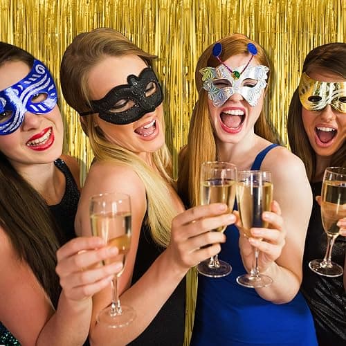 2 Pack Gold Fringe Curtain Backdrop Tinsel Streamers Birthday Party Decorations Christmas Photo Booth Backdrop Halloween New Year Graduation Baby Shower Theme Party Decorations thumbnail 7