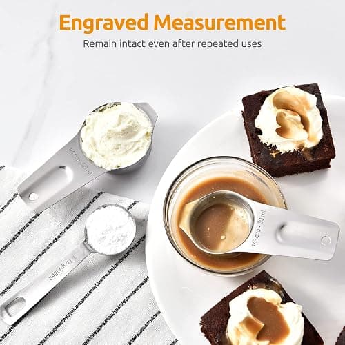 Measuring Cups, U-Taste Measuring Cups and Spoons Set of 15 in 18/8 Stainless Steel : 7 Measuring Cups and 7 Measuring Spoons with 2 D-Rings and 1 Professional Magnetic Measurement Conversion Chart thumbnail 4