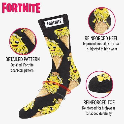 FORTNITE Fun: 6-Pack High Socks for Boys and Teens – Vibrant Gaming Designs, Comfortable Fit, Durable Materials thumbnail 2