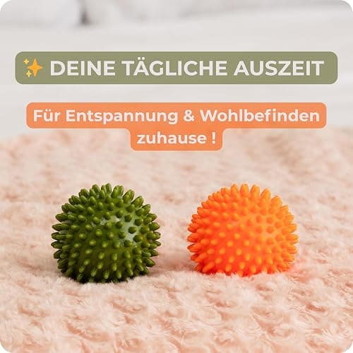 M.S.Lemberg® Igelball Massage Set - Massageball für Reflexzonen, Anti-Stress, Entspannung Geschenk - Noppenball Fußmassage Rücken Nacken Hand Fuß - Ball mit Noppen klein - hart & mittel-weich thumbnail 5