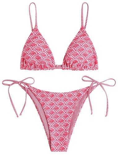 ZAFUL Women's Triangle Bikini Floral String Bikini Set Two Piece Swimsuit Bathing Suits - Image 1