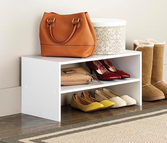 Whitmor Wood Stackable 2-Shelf Shoe Rack, White, 24 inches - White - 24 INCH thumbnail 2