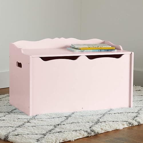 Amazon Basics Kids Toy Box, Wooden Organizer Storage Chest, Pink, 30" x 18" x 19" thumbnail 2