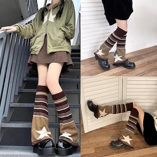 srdmuph Grunge Socks Fairy Grunge Socks Fairy Grunge Cloth Leg Warmers Reversible Y2K High Knee Long Knit Boot Socks Women thumbnail 3