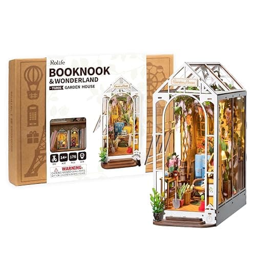 Rolife DIY Book Nook Kits for Adults-Garden House Bookshelf Insert Booknook-3d Puzzle Dollhouse Room Decor for Teen Girls Boys Women Men - Image 1