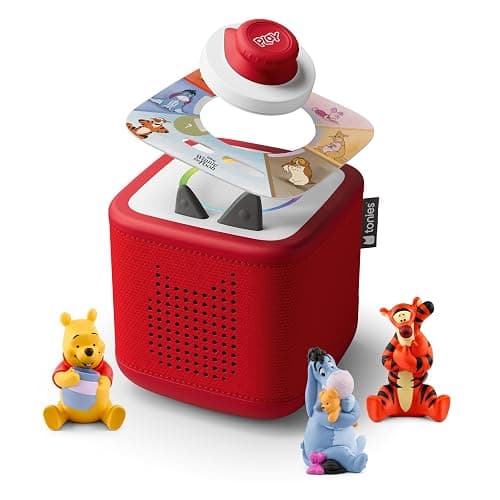 Toniebox 2 Audio Player Bundle for Kids 3+ with Winnie The Pooh, Tigger, Eeyore Figurines and Tonieplay Game & Controller - Sunset Red - Image 1