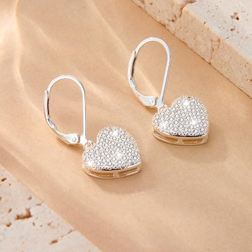 ALEXCRAFT 925 Sterling Silver Dangle Earrings, 14K Gold Plated Heart Waterdrop Earring for Women Trendy Hypoallergenic Leverback Earings Wedding Cubic Zirconia Dangle Earrings Jewelry for Women thumbnail 7