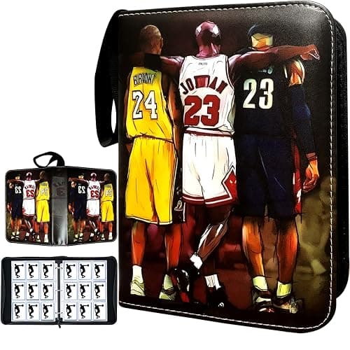 Basketball Card Binder, Trading Card Binder 9 Pocket with 50 Removable Sleeves Fits 900 Sport Cards, 3 Ring Card Holder Binder with Zipper, Collector Storage Album - Image 1