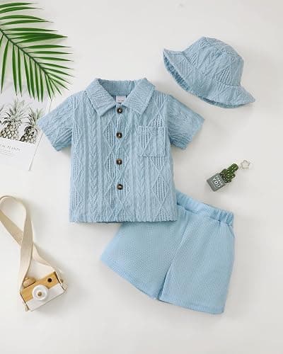 Renotemy Toddler Baby Boy Clothes Summer Outfits Infant Boy Clothing For Little Kid Shorts Sets thumbnail 2
