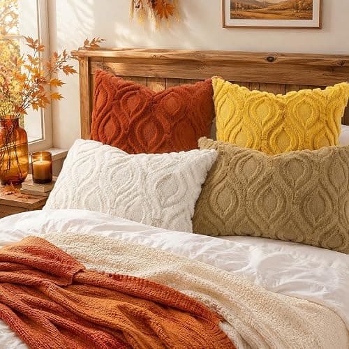 decorUhome Faux Fur Light Brown Khaki Throw Pillow Covers 18x18 Set of 2 | Plush Solid Fall Couch Pillow Covers, Accent Modern Farmhouse Neutral Decorative Soft Pillow Cases for Sofa Bed Living Room thumbnail 5