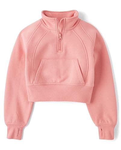 The Children's Place girls Long Sleeve Fleece Quarter Zip Pullover - Image 1