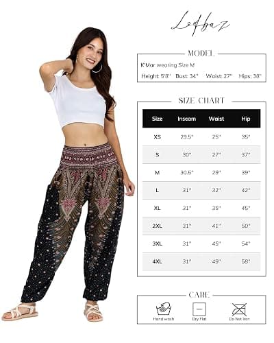 LOFBAZ Harem Yoga Pants for Women S-4XL Hippie Boho PJs Lounge Beach Print Plus thumbnail 3