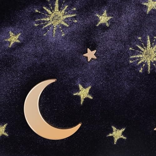 SZZCX Handy cosmetic makeup bag,Navy Velvet Embroidered Applique Moon Stars Cosmetic Bag,Starry Makeup Pouch with Tassels & Pearl Zipper,Beautician Storage Bag thumbnail 3