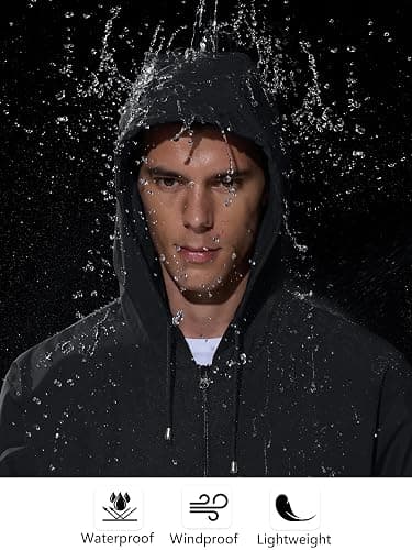 UIQUR Mens Rain Jacket Raincoat Windbreaker Running Waterproof Lightweight Packable with Hood Travel Hiking Cycling thumbnail 4