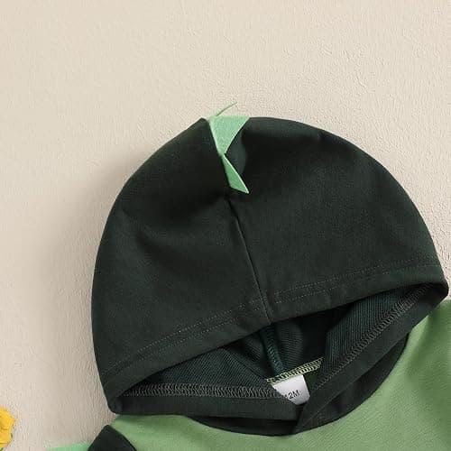 LIOMENGZI Toddler Baby Boy Hooded Dinosaur Summer Outfit Funny T-Shirt Shorts Set Infant Dinosaur Clothes 6 12 18 Months 2T thumbnail 6