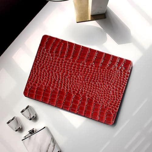 KEROM Crocodile Case for MacBook Pro 14 Inch 2024-2021 M4 M3 M2 M1 Pro/Max Chip A3112 A3185 A3401 A2918 A2992 A2779 A2442, Aligator Skin Snakeskin PU Leather Hard Shell & Keyboard Cover, Burgundy thumbnail 6