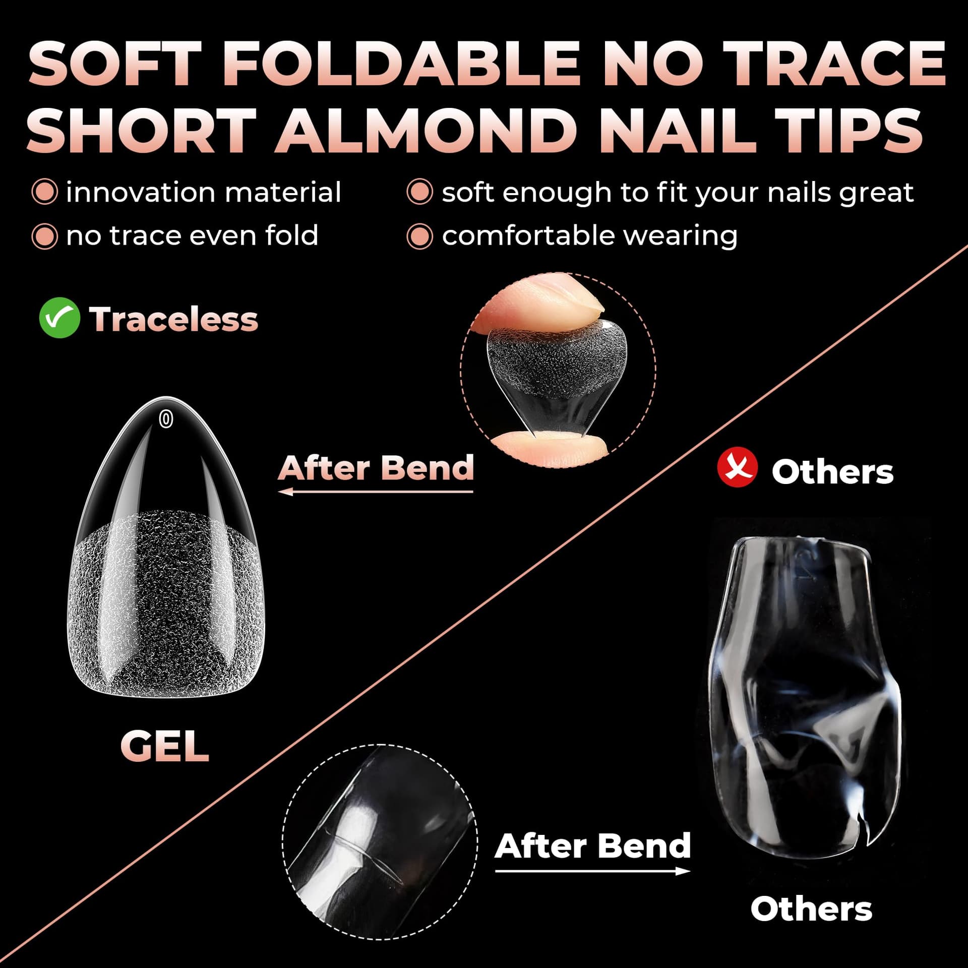 UNA GELLA Short Almond Gel Nail Tips Half Matte Short Almond Gel Nail Tips Full Cover Strong&Lasting Clear Gelly Acrylic False Nails Tips 120pcs DIY Nail Art Salon 12 Sizes for Women thumbnail 6