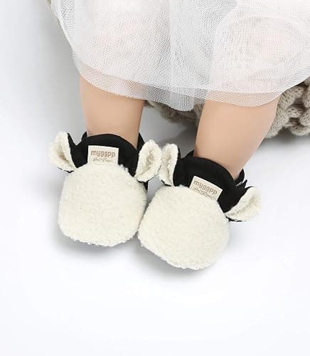 Ohwawadi Infant Baby Boys Girls Slippers Cozy Fleece Booties Soft Bottom Warm Cartoon Socks Newborn Crib Shoes thumbnail 2