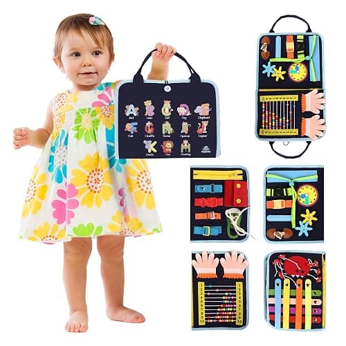 JAGSYJOY Busy Book for Toddlers - Montessori Busy Board with Sensory Activities for Learning Fine Motor Skills, Travel Toys for Toddlers for Airplane, Car. for Boys and Girls. thumbnail 4