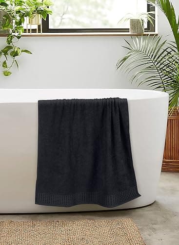 GLAMBURG 100% Cotton 2 Pack Oversized Bath Towel Set 28x55 Inches, Ultra Soft Highly Absorbant Compact Quickdry & Lightweight Large Bath Towels, Ideal for Gym Travel Camp Pool - Black thumbnail 5
