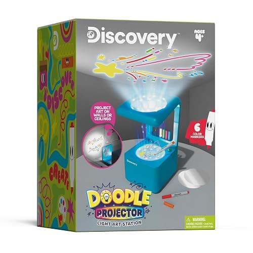 Discovery™ Doodle Projector Light Art Station – Includes 6 Dry-Erase Markers, 10 Reusable Drawing Discs, Project Drawings on Walls & Ceilings| Arts & Crafts Kit for Kids| Tracing Pad Coloring Toy Gift thumbnail 8