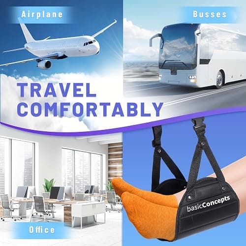 Airplane Foot Hammock (Memory Foam), Perfect Airplane Footrest to Relax Your Feet | Foot Hammock for Airplane Travel Accessories, Desk Foot Hammock, Travel Foot Rest, Comfy Foot Hanger Airplane - 1 pack thumbnail 7