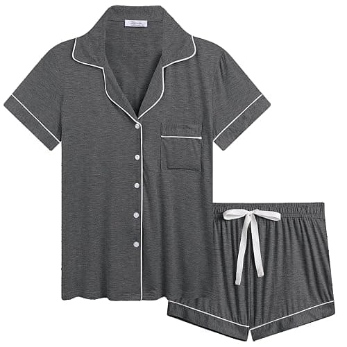 Cherrydew Women Bamboo Viscose Super Soft Comfy Summer Cooling Short Sleeve Button Down Pajama Shorts Set S-XXL - Image 1