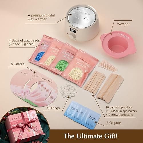 GIRLEARLE Premium Digital Waxing Kit for Women and Men, Wax Warmer Hair Removal at Home with Wax Beads & Silicone Pot, Target Different Types of Sensitive Skin Brazilian Bikini, Facial, Leg, Full body thumbnail 7
