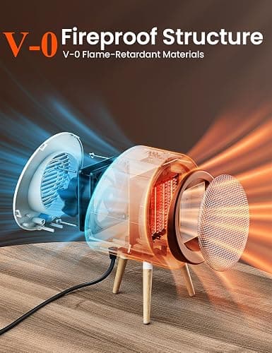 Gaiatop Portable Space Heater for Indoor Use, 1000W/600W Small Electric Desk Heater for Bedroom or Office, 2s PTC Ceramic Heating, Overheat & Tip-Over Protection, Cute Gifts for Women Men, White thumbnail 7