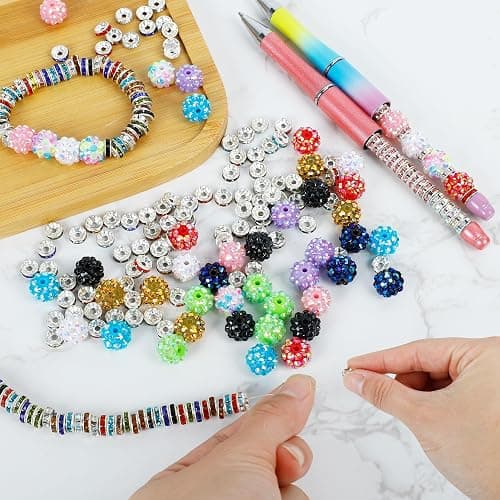 500 Pcs Beads for Pens - Focal Bead for Beaded Pens, Rhinestone Beads for Beadable, Spacer Bead for Keychains Bracelets Crafts thumbnail 2