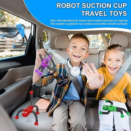 Robot Suction Cup Toys Pop Tubes | 6 PCS-Stretchy Sensory Fidget Toys for Kids Ages 3+ | Perfect for Travel, Party Favors,Autism, Stress Relief Stocking Stuffers thumbnail 2