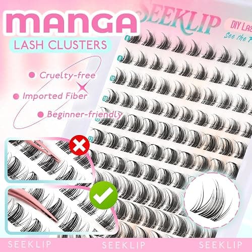 Lash Clusters Fairy Manga Lash Clusters Clear Band Fairy Anime Cluster Lashes 120Pcs C Curl 8-16MM Spiky Individual Lshes for DIY Cosplay Manga Eyes at Home (Iris) thumbnail 3