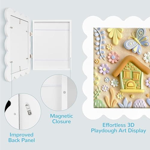 Solfres Kids Art Frames Front Opening 9x12 & 8.5x11 w/Mat, Set of 2, Kids Artwork Frames Changeable, Picture Frame with Storage Holds 150 Drawings, Display for Art Projects 3D Crafts, White thumbnail 4