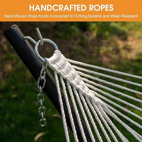 Lazy Daze Hammocks Quick Dry Hammock with Spreader Bar Textliene Fabric Double 2 Person Hammock with Chains Outdoor Patio Poolside Backyard Beach 450 lbs Capacity, Blue Stripes thumbnail 6