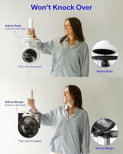 FanShelfie Adjustable Fan Holder for Dorm Room, Bunk & Lofted Bed, College Essentials for Boys & Girls, Patented Height & Distance Design, Compatible with Popular Dorm Fans, 2 Height Options (White) thumbnail 3