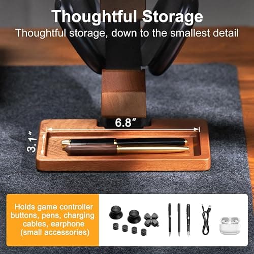 HUMANCOZY Solid Wood Controller Holder and Headphone Stand, Gaming Controller Stand for Desk, Dual Controller Organizer Rack, Fits Xbox, PS4, PS5, Gamepad, Headset Holder for Son, Husband, Boyfriend thumbnail 5
