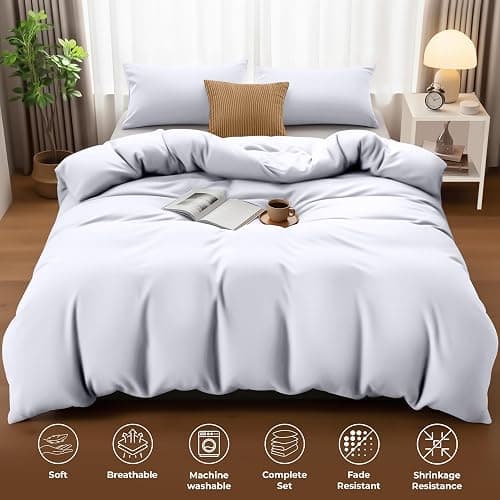 Utopia Bedding Duvet Quilt Cover Set with Pillow cases, Double - Soft Microfibre Polyester (White) thumbnail 2