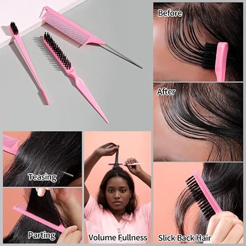 SWEET VIEW Hair Wax Stick & Slick Back Hair Brush for Tame Flyaways, Frizz, Sleek Ponytail, Buns | Pomade/Balm/Gel Stick for Woman, Styling Accessories for Girls, Kids thumbnail 7