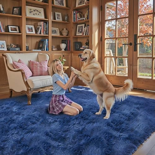 8x10 Area Rugs for Living Room Bedroom, Large Area Rug Shaggy Carpet Soft Plush Furry Bedside Rug, Rugs for Home Decor (Royal Blue, 8 x 10) thumbnail 6