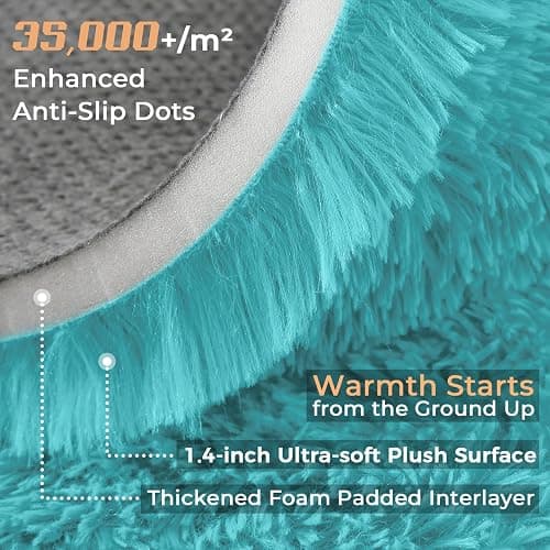 OPPODREAM 4x6 Aqua Blue Rugs for Bedroom, Ultra-Soft Fluffy Area Rugs for Living Room, 4 x 6 Shag Carpet for Nursery, Kids, Girl, Boy, Baby, Plush, Fuzzy, Shaggy, Cute Home Decor thumbnail 5